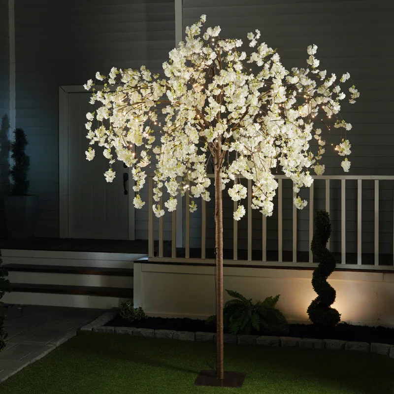 illuminated cherry blossom tree rental at outdoor BC wedding ceremony