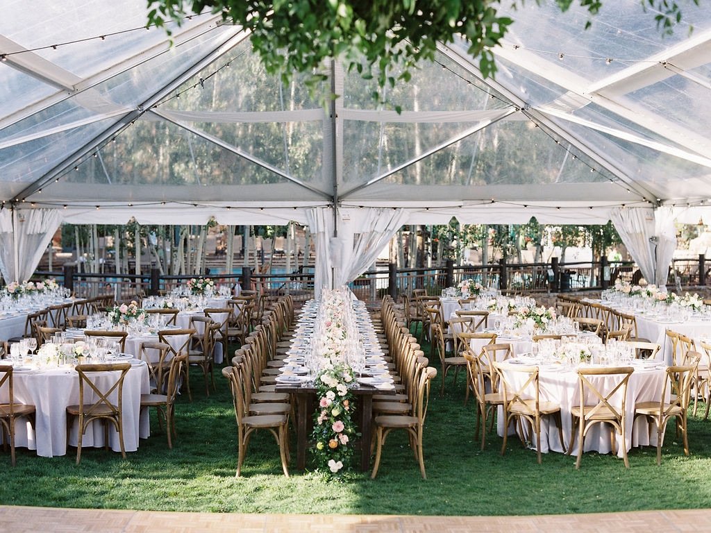 Armstrong tent rentals with tables and chairs for backyard event