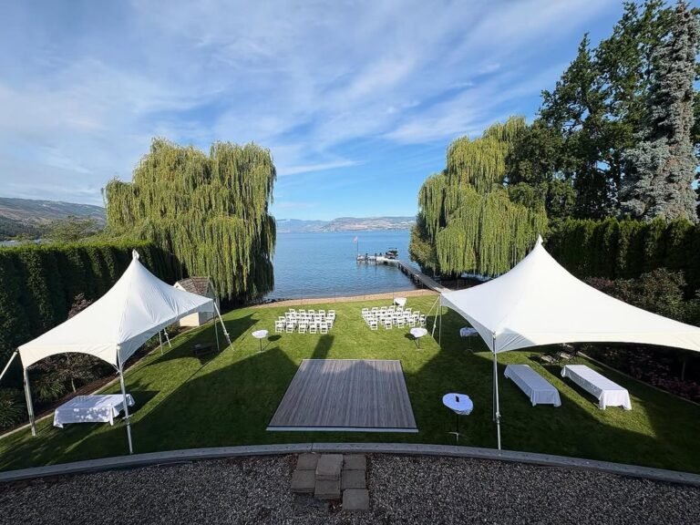 outdoor subfloor installation for dance floor rental on grass in Kelowna BC
